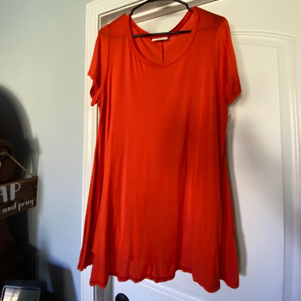 Frumos Orange Tunic Top Short Sleeve 2XL